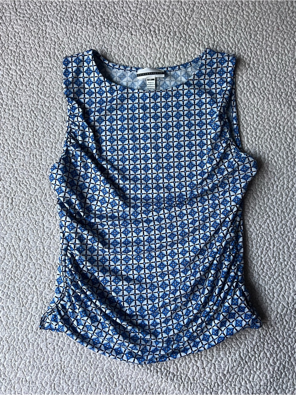 Y2K Style Summer NYC Vibes Aesthetic  Blue White Geometric Sleeveless Tank Small